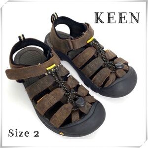 KEEN NewPort H2 Leather Strap Sandals in Dark Brown Size 2